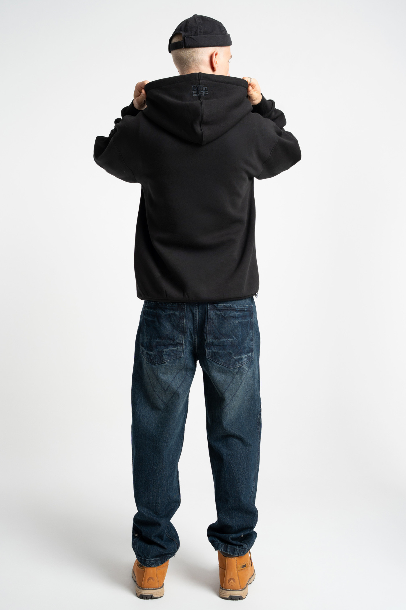 Embossed logo hoodie black