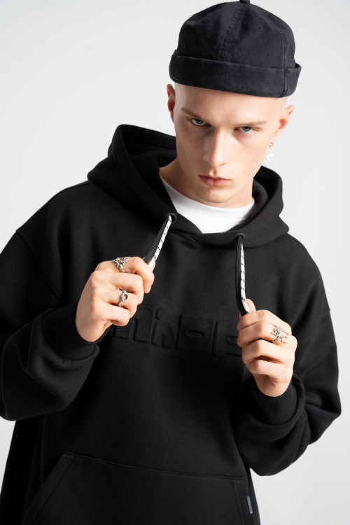 Embossed logo hoodie black