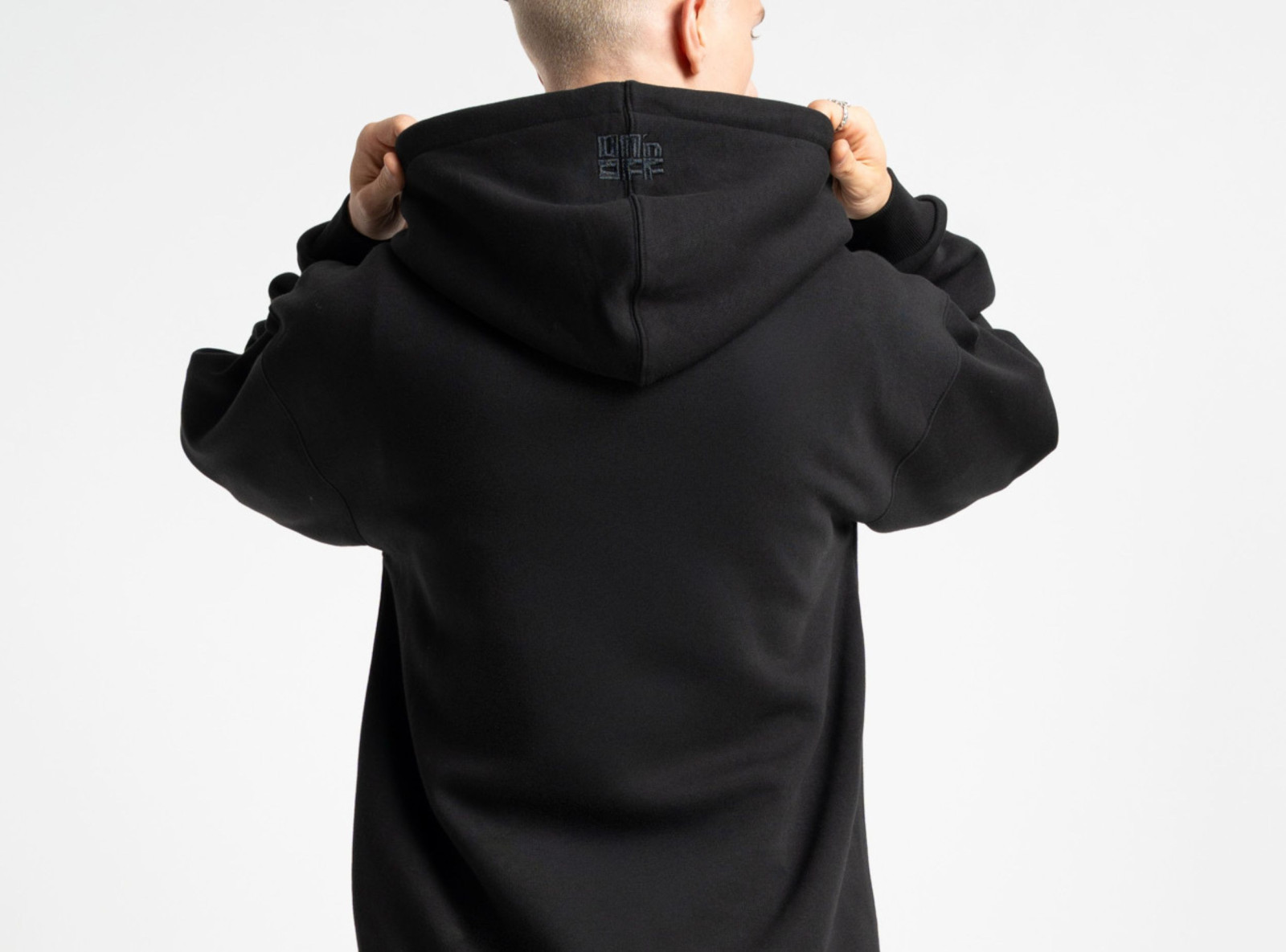 Embossed logo hoodie black
