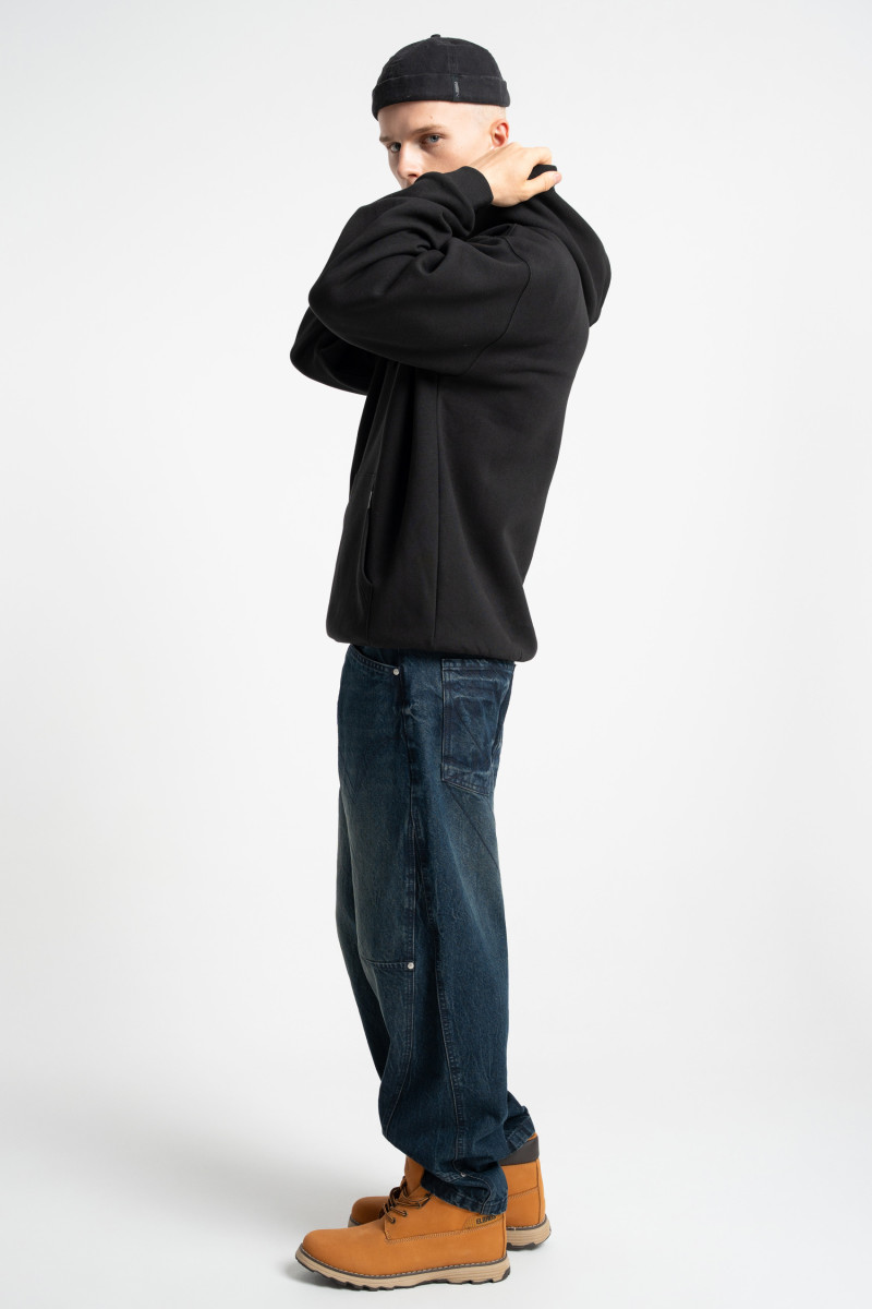 Embossed logo hoodie black
