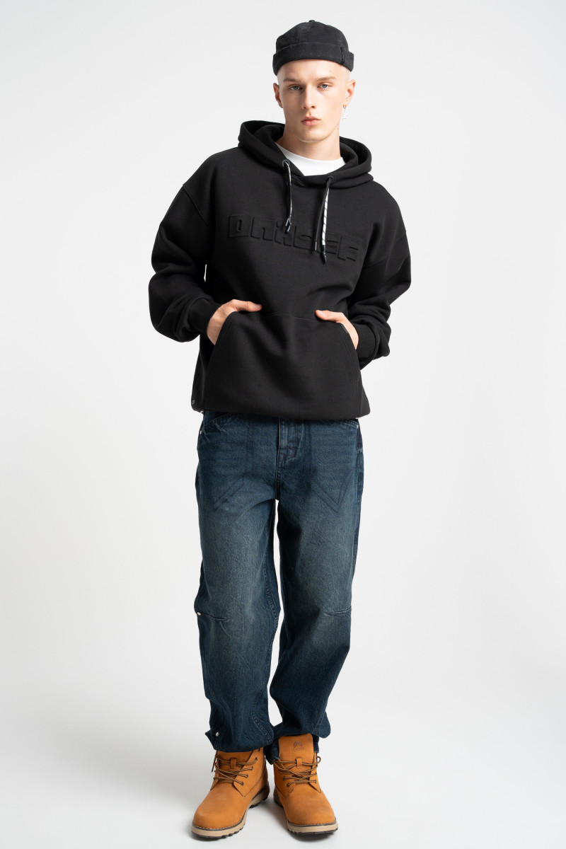 Embossed logo hoodie black