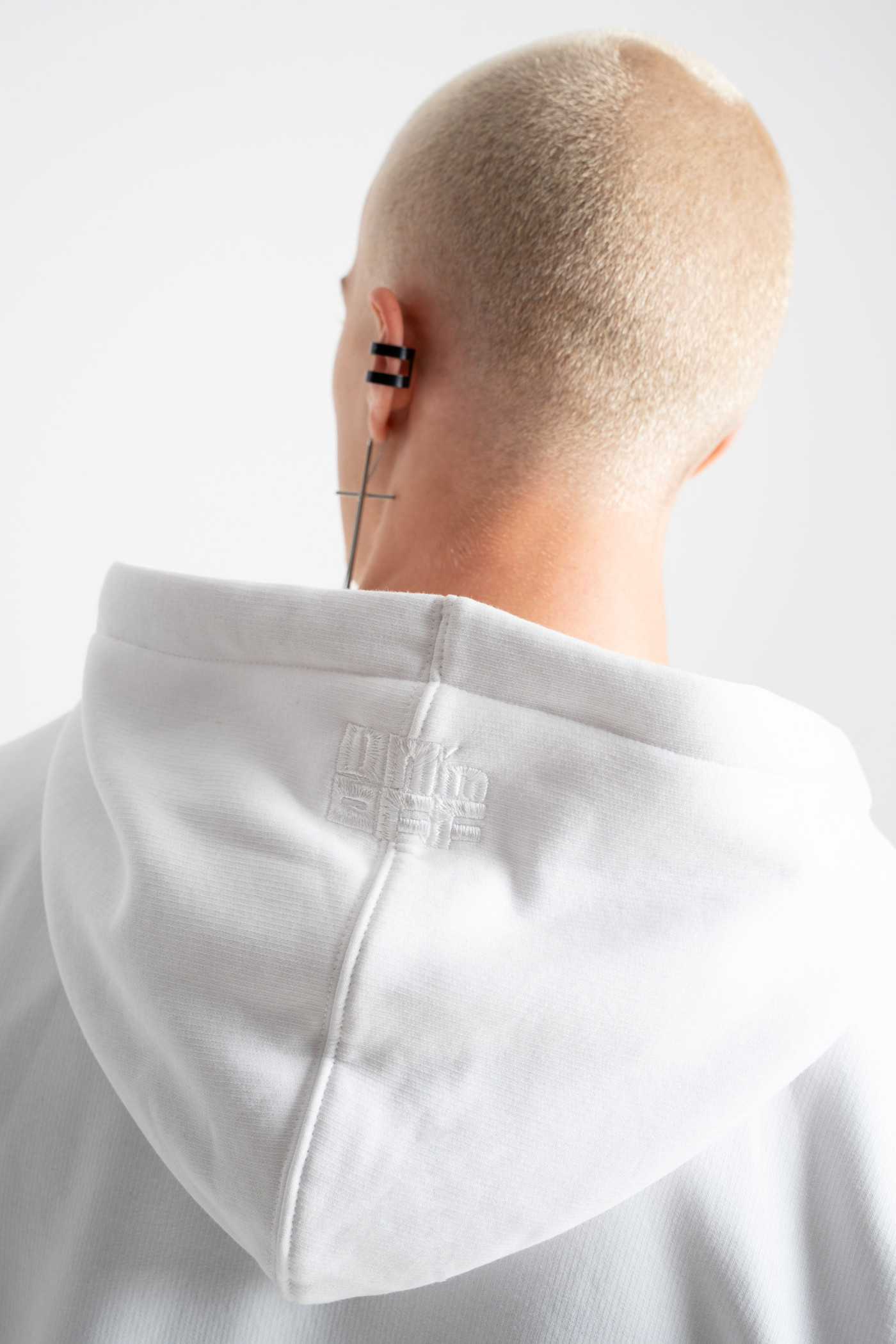 Embossed logo hoodie white