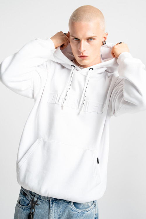 Embossed logo hoodie white