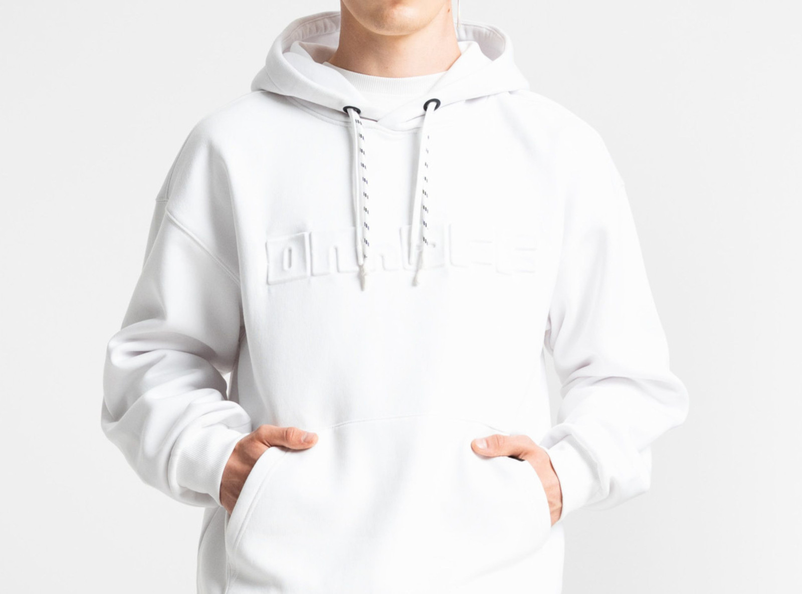 Embossed logo hoodie white