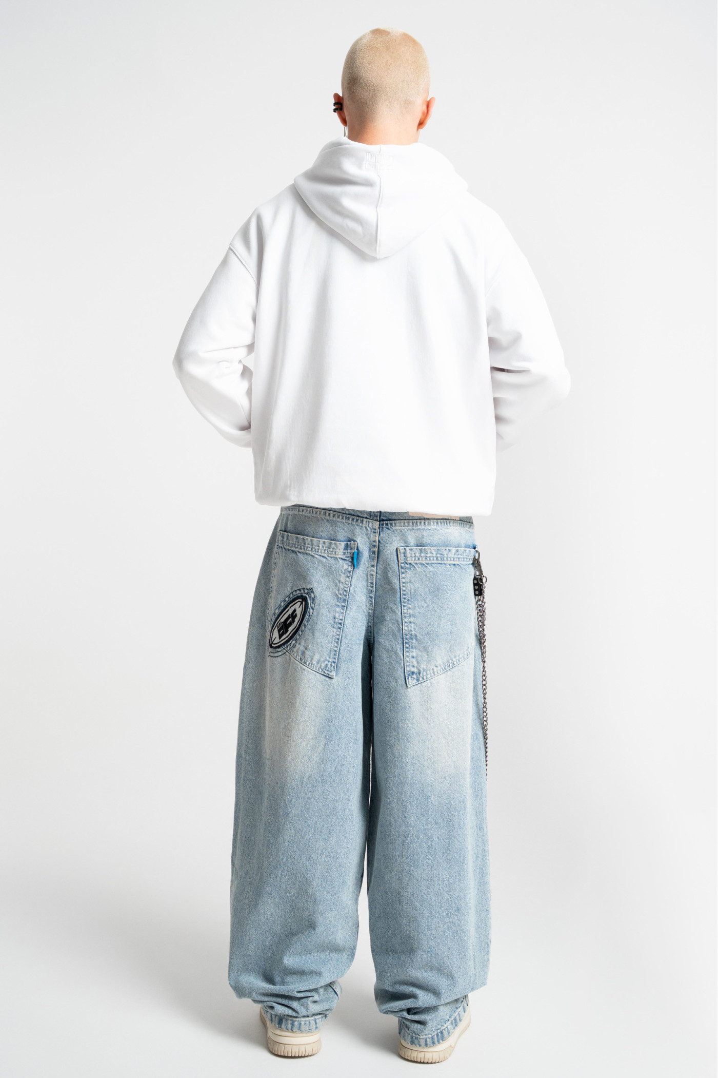 Embossed logo hoodie white