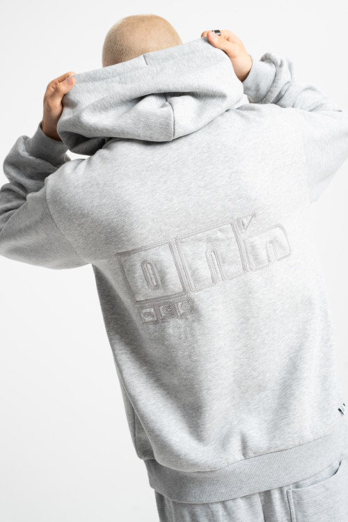 Embroidered logo hoodie grey melange