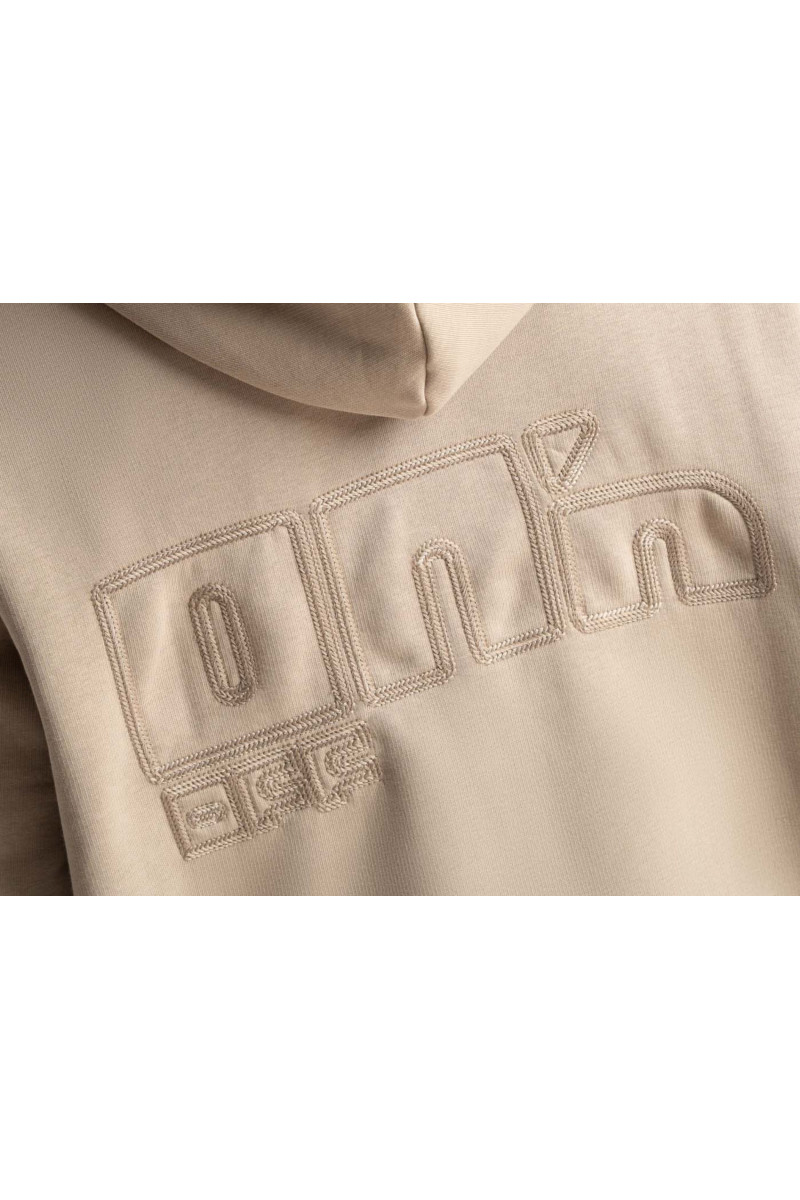 Embroidered logo hoodie beige