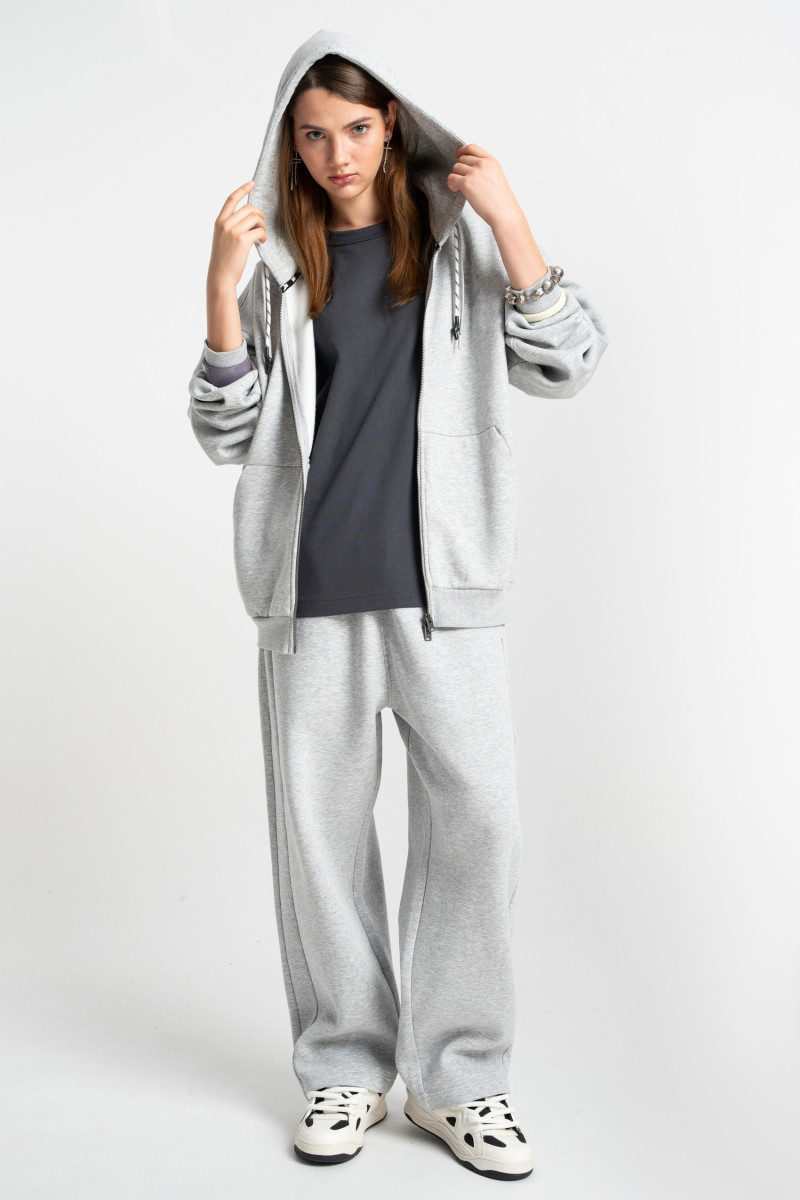 HD claim hoodie zipped grey melange