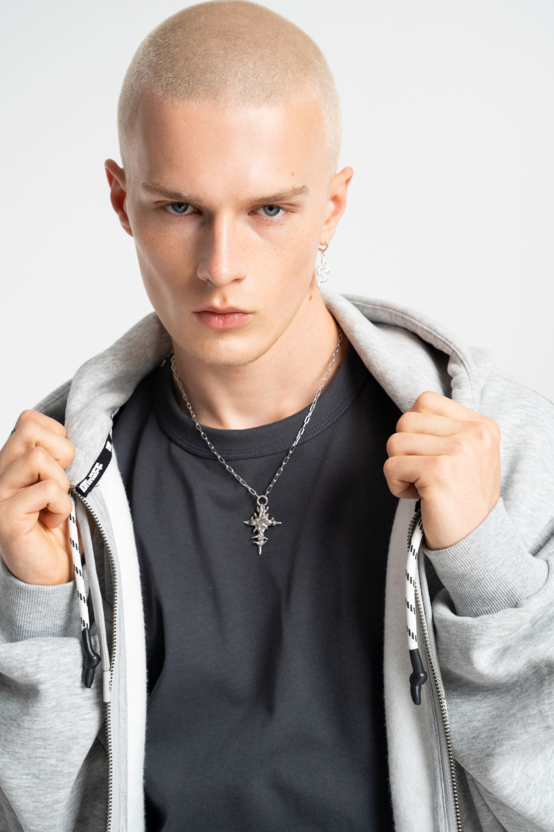 HD claim hoodie zipped grey melange