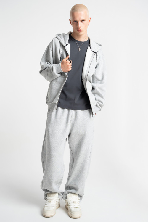 HD claim hoodie zipped grey melange