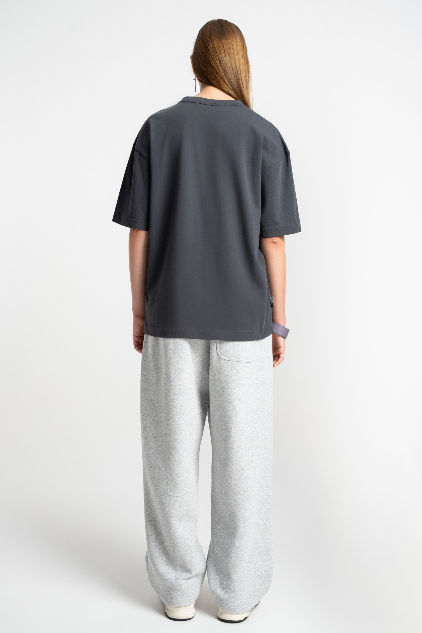 Embroidered logo straight sweatpants grey melange
