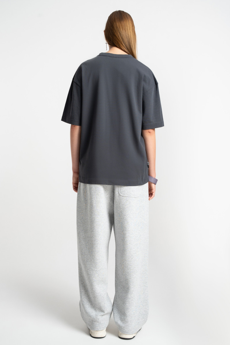Embroidered logo straight sweatpants grey melange