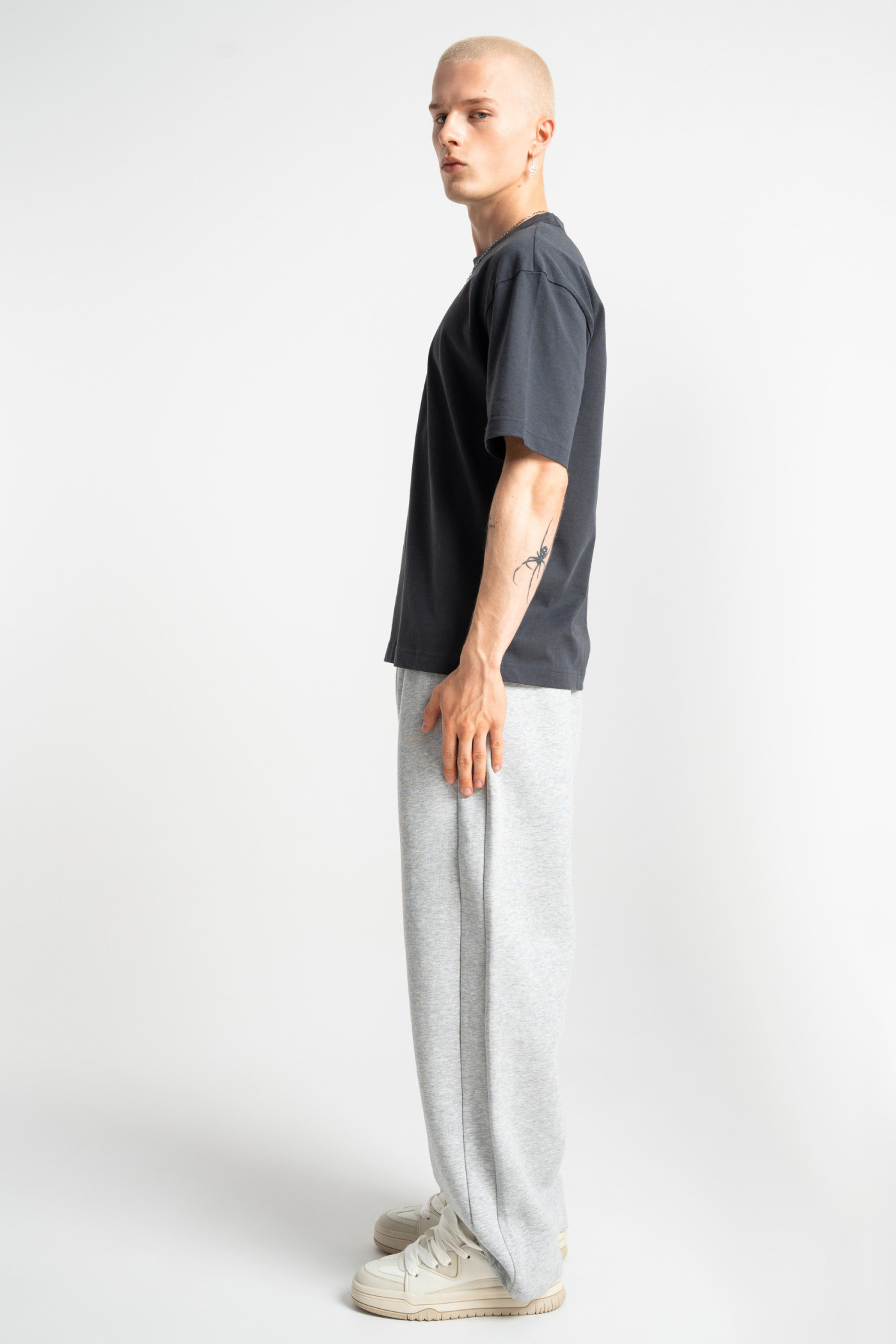 Embroidered logo straight sweatpants grey melange