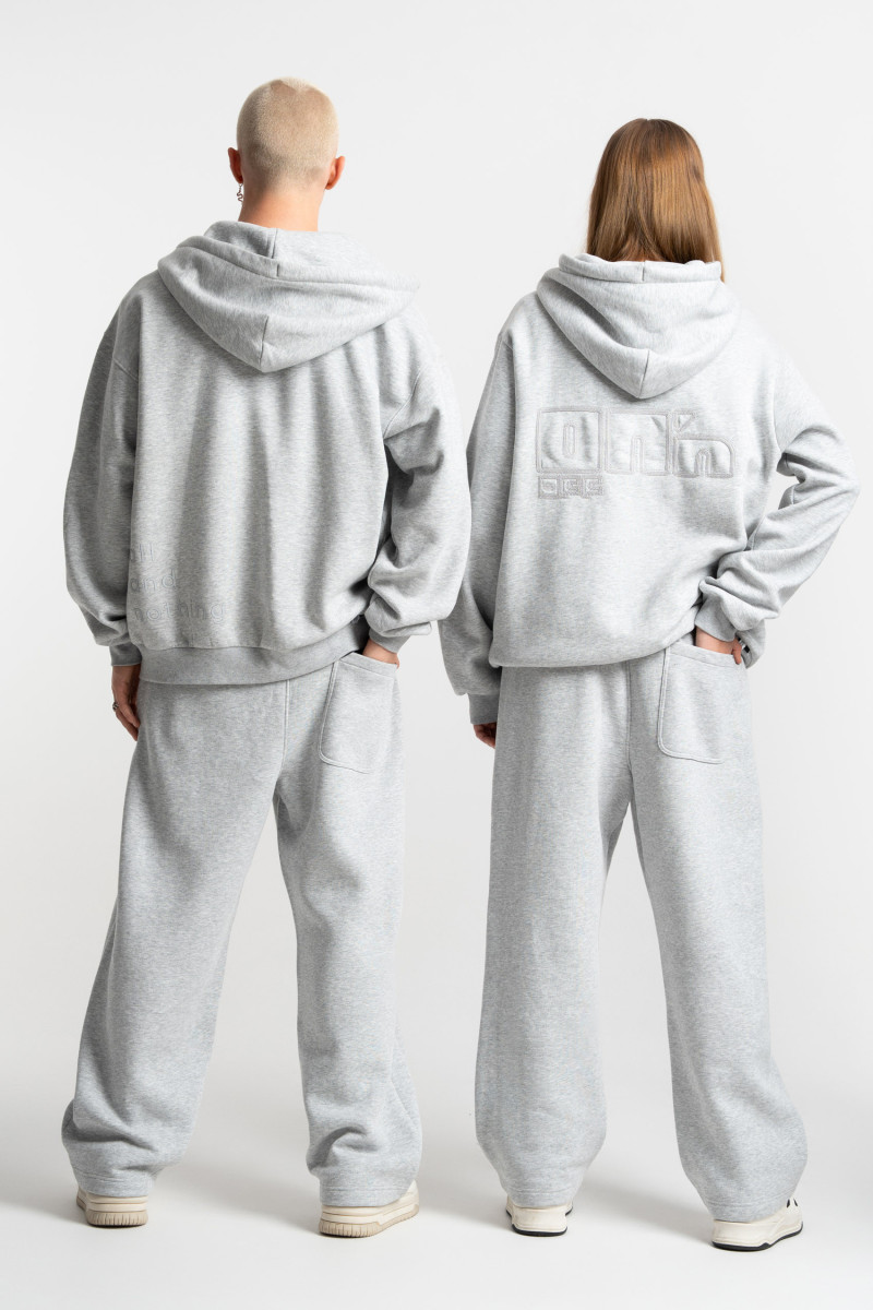 Embroidered logo straight sweatpants grey melange