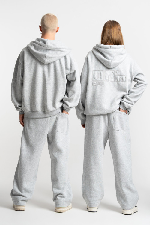 Embroidered logo straight sweatpants grey melange