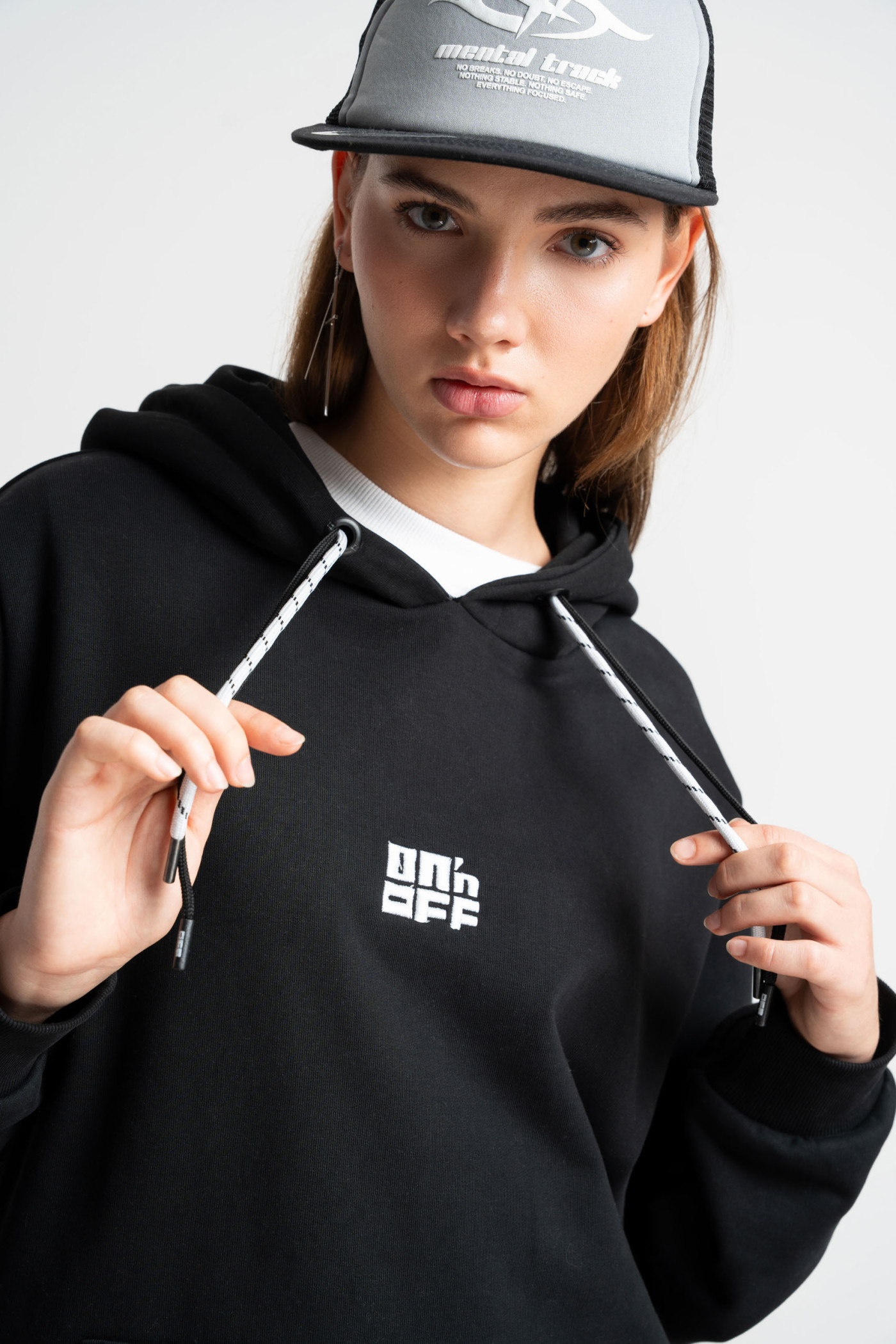 Embroidered logo hoodie black