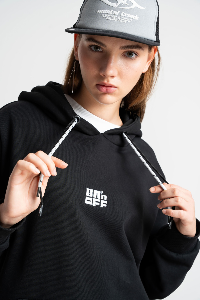 Embroidered logo hoodie black