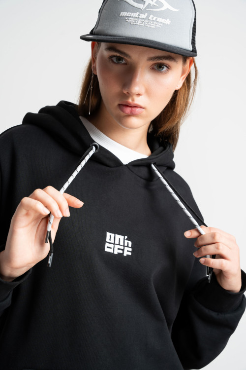 Embroidered logo hoodie black
