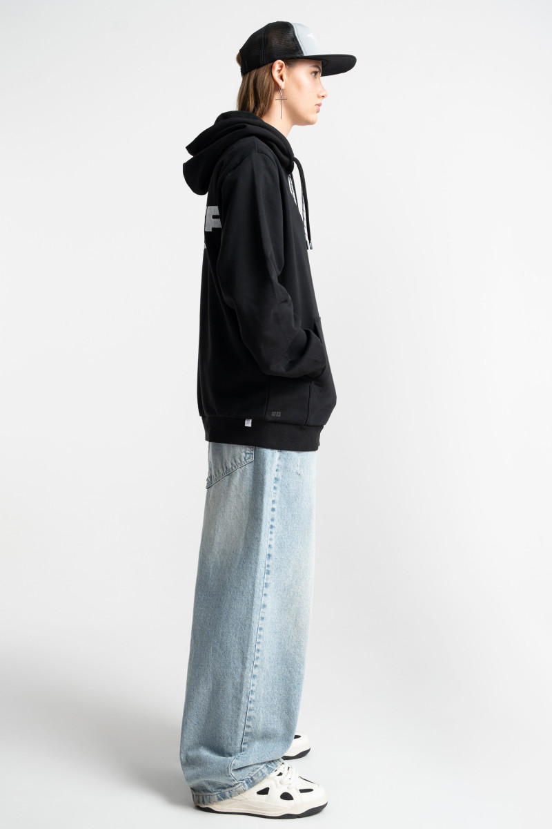 Embroidered logo hoodie black