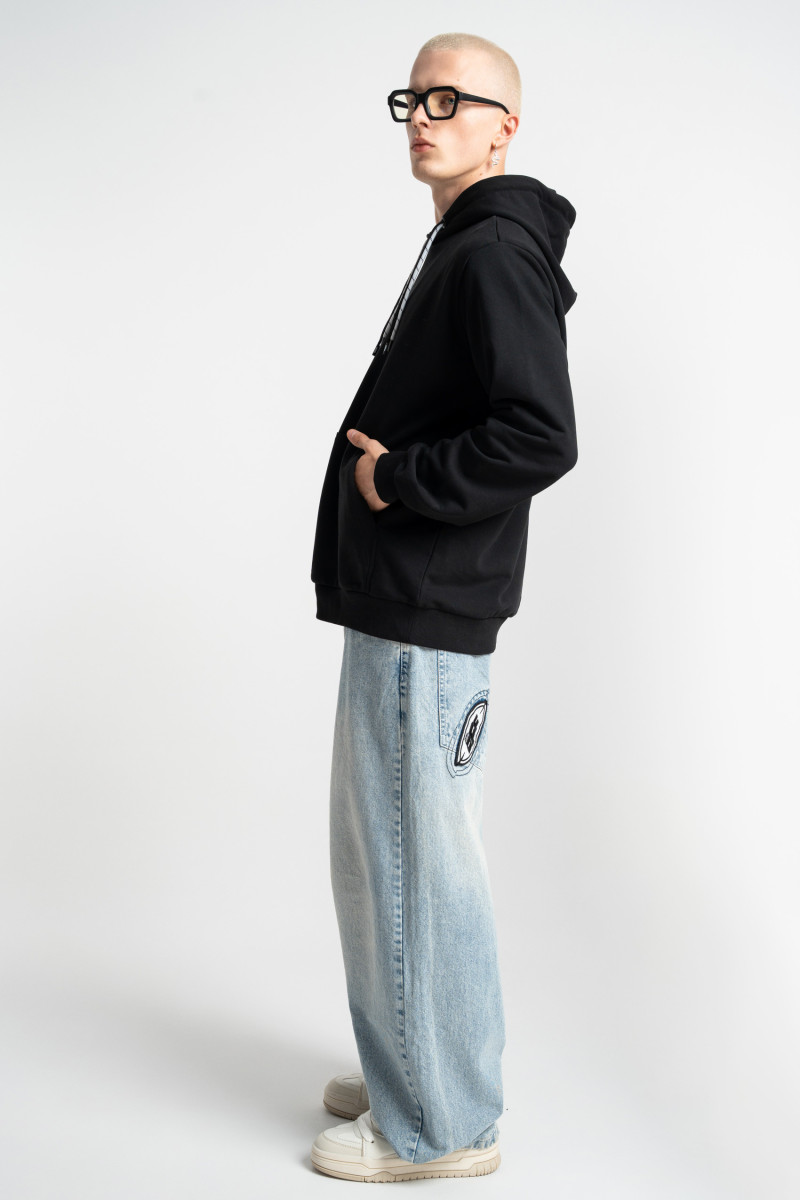 Embroidered logo hoodie black