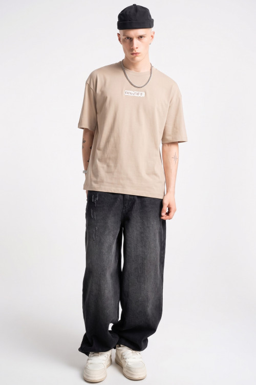 Emroidered logo skater jeans washed black
