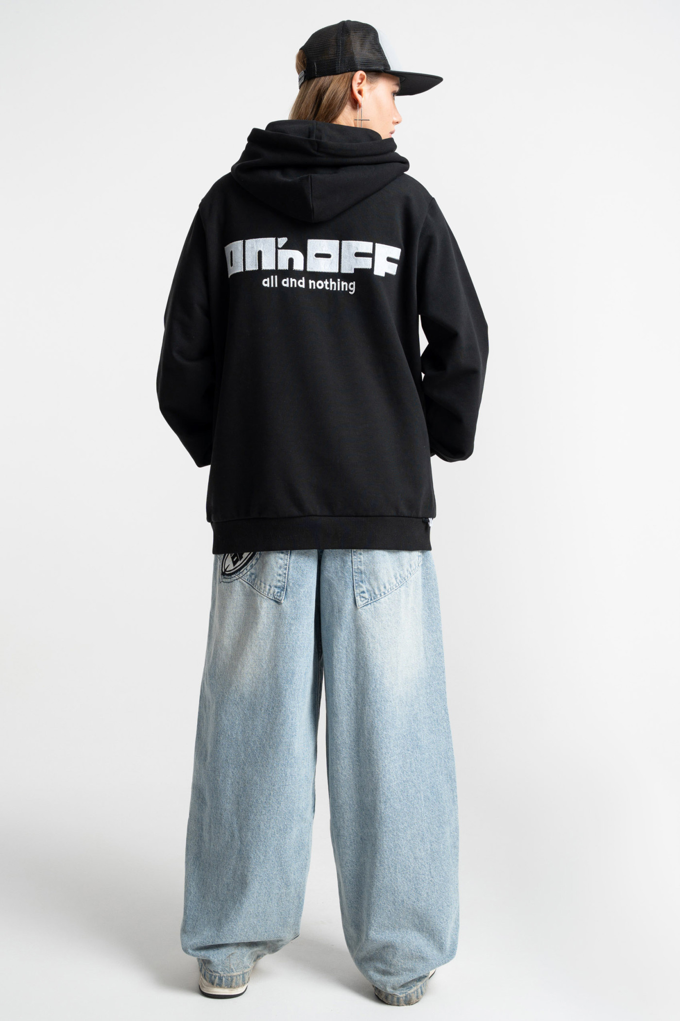 Embroidered logo hoodie black